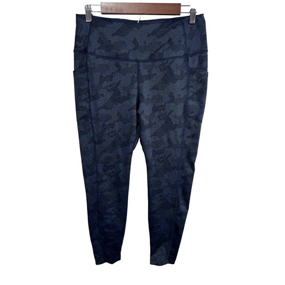 Mondetta Womens Med Gray Camo Activewear Leggings Pockets Workout Athleisure Gym
